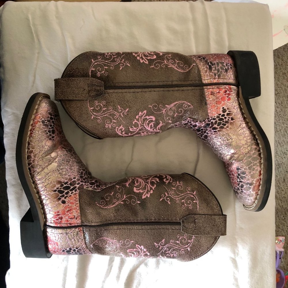 Old West Girls Metallic Pink/Brown boots
